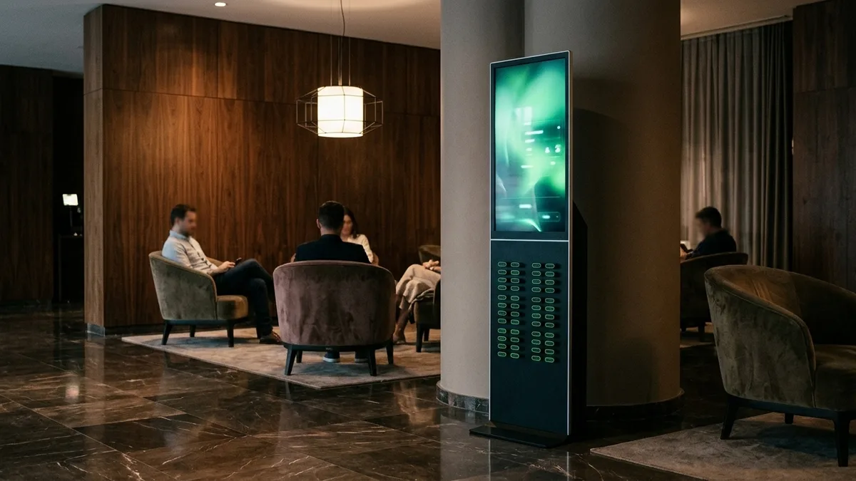 Chargo charging station in a boutique hotel lobby